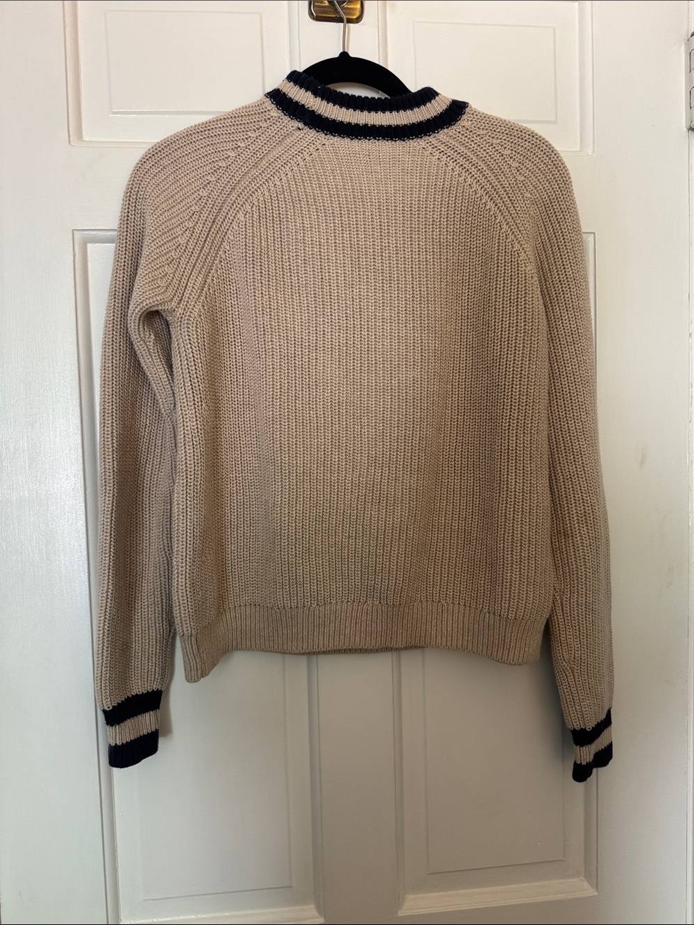 Jenni Kayne Cotton Cashmere Fisherman Crewneck Sweater XS Oatmeal - Picture 4 of 6